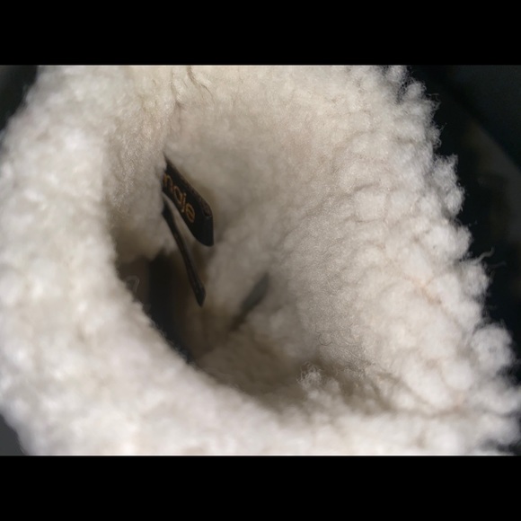 Maje Sheepskin Wool Mittens in Camel - Picture 5 of 7